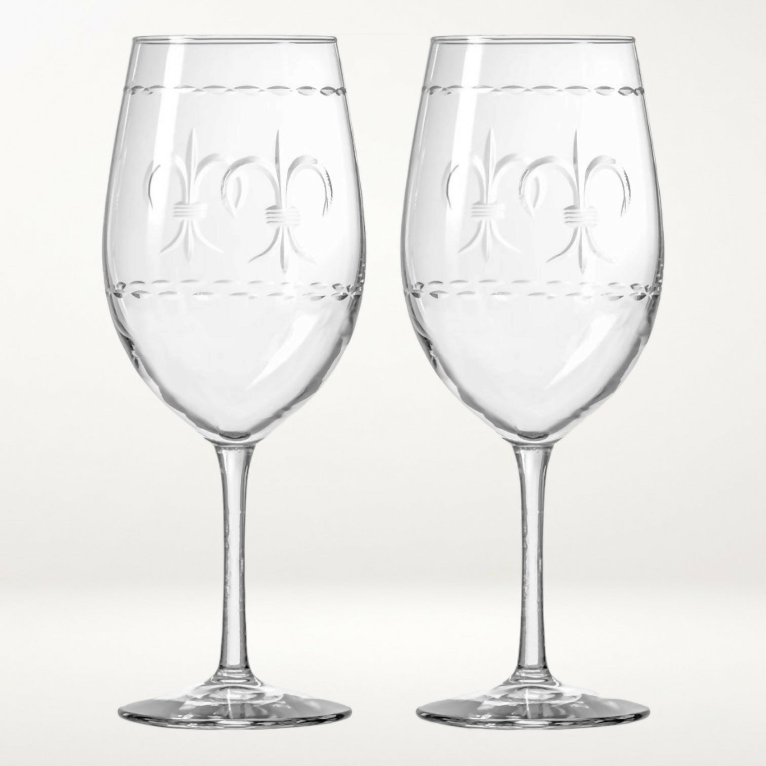 Rolf Glass Fleur De Lis Stem Wine Glasses | Set of 2 | Excellent Condition