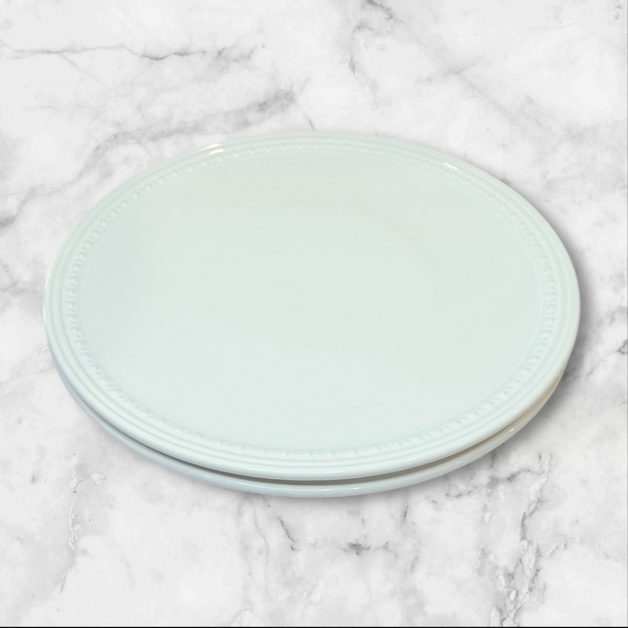 Primagera White Beaded Dinner Plates | Set of 2 | Excellent Condition