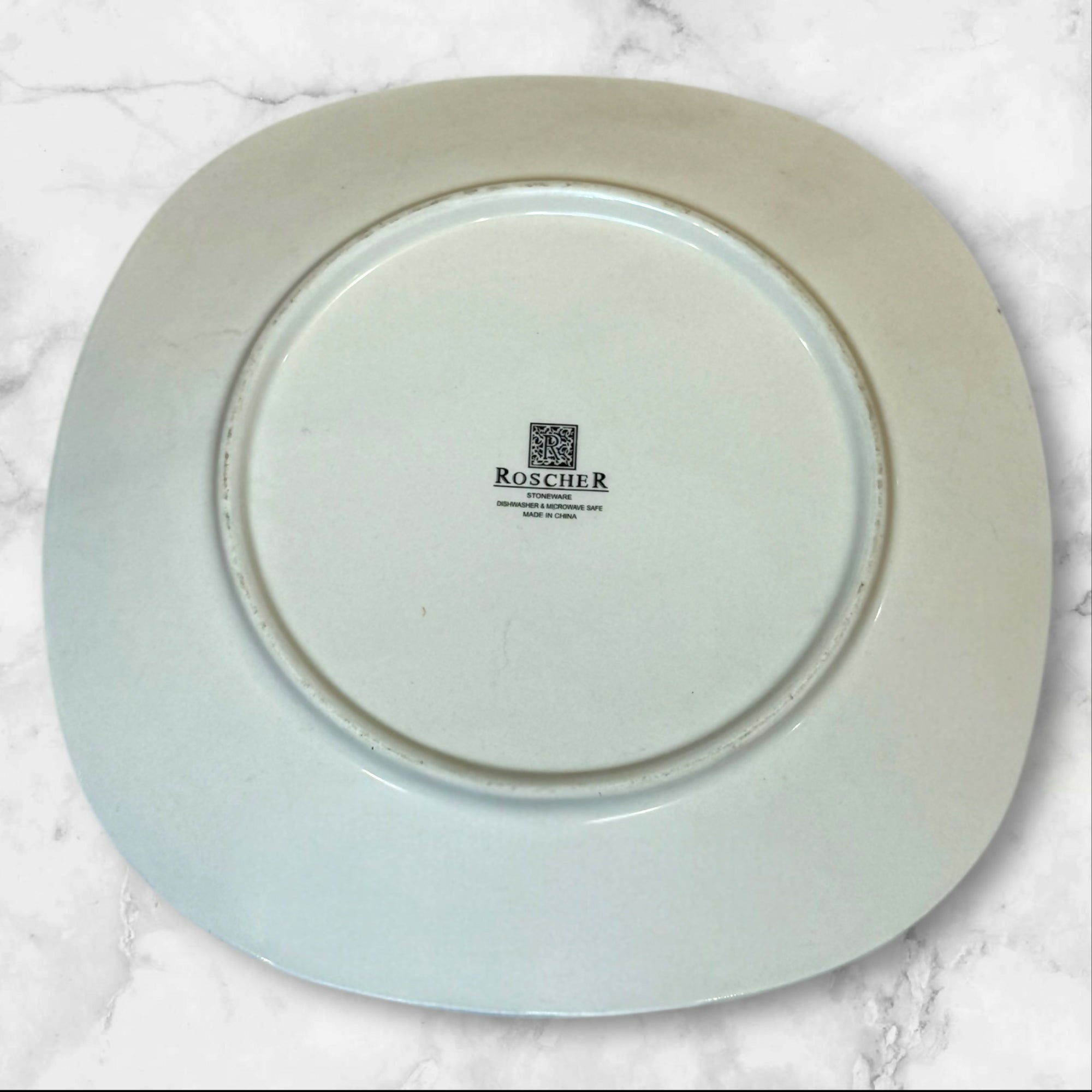 Roscher Black & White Floral Scroll Stoneware Plates | Set of 8 | Gently Used