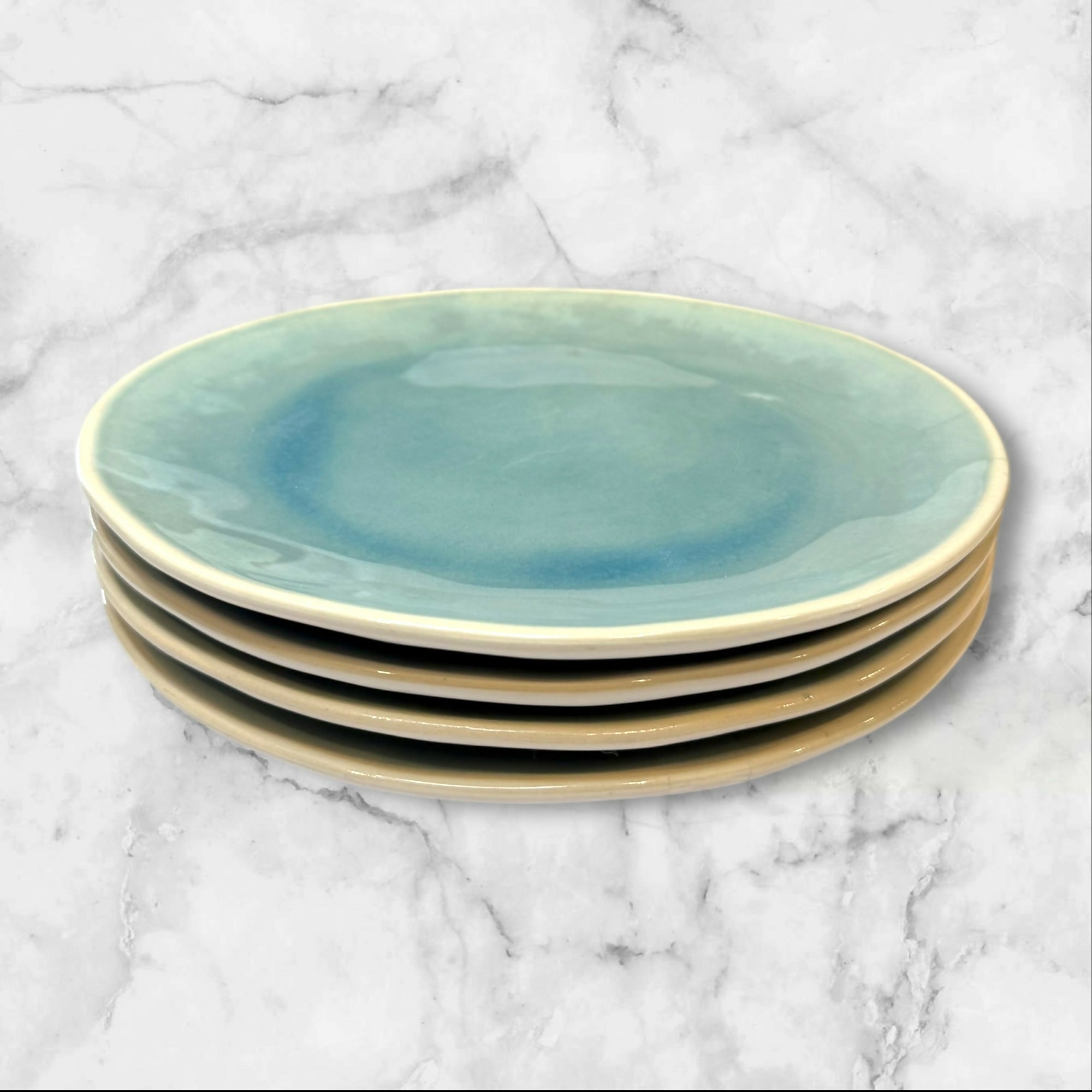 Anthropologie Blue Reactive Glaze Dinner Plates | Set of 4 | Gently Used