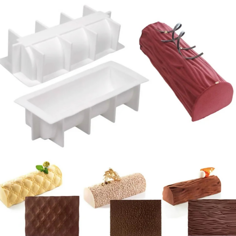 Anygleam Roll Shaper White Log Swiss Silicone Equipment Cake Baking Impression Pastry Tools