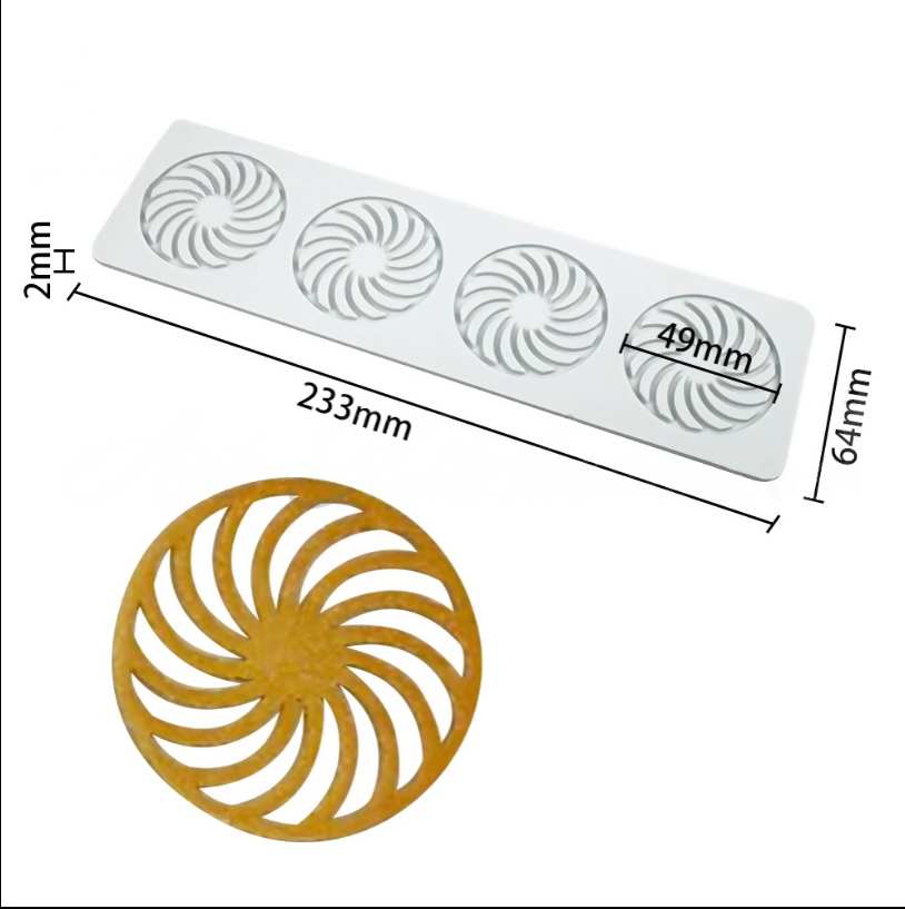 Anygleam Fondant Molder Grey Whirlwind Circle Lace Pad Silicone Cake Baking Confectionery Tools