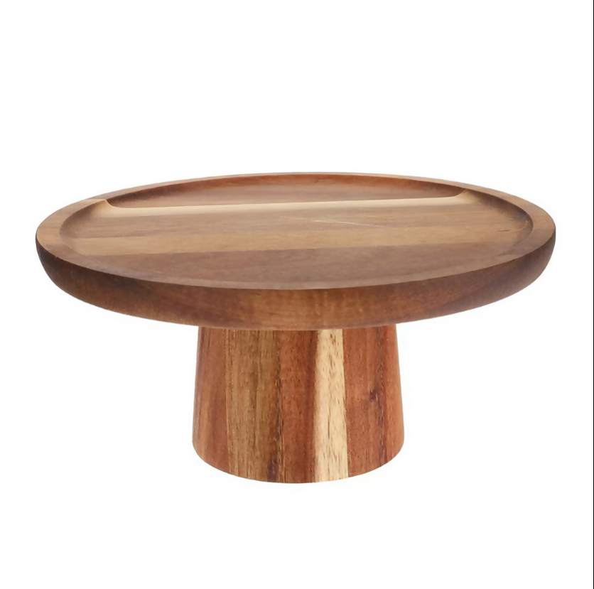 Anygleam Natural Wood Wooden Cake Stand Food Kitchen Tableware