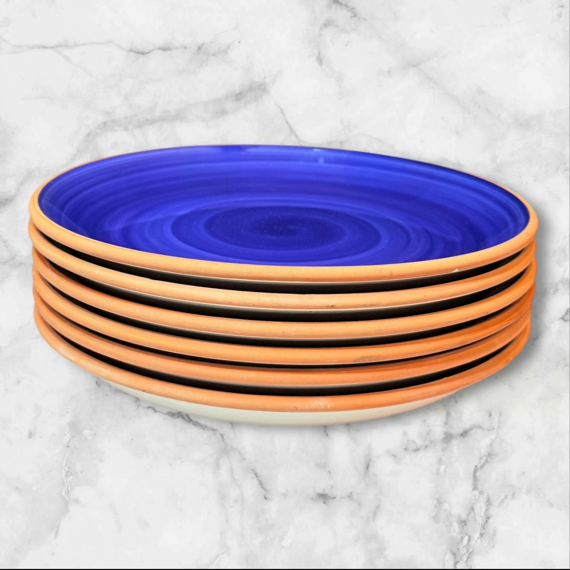 Furio Italy Blue Stoneware Dinner Plates | Set of 6 | Great Condition