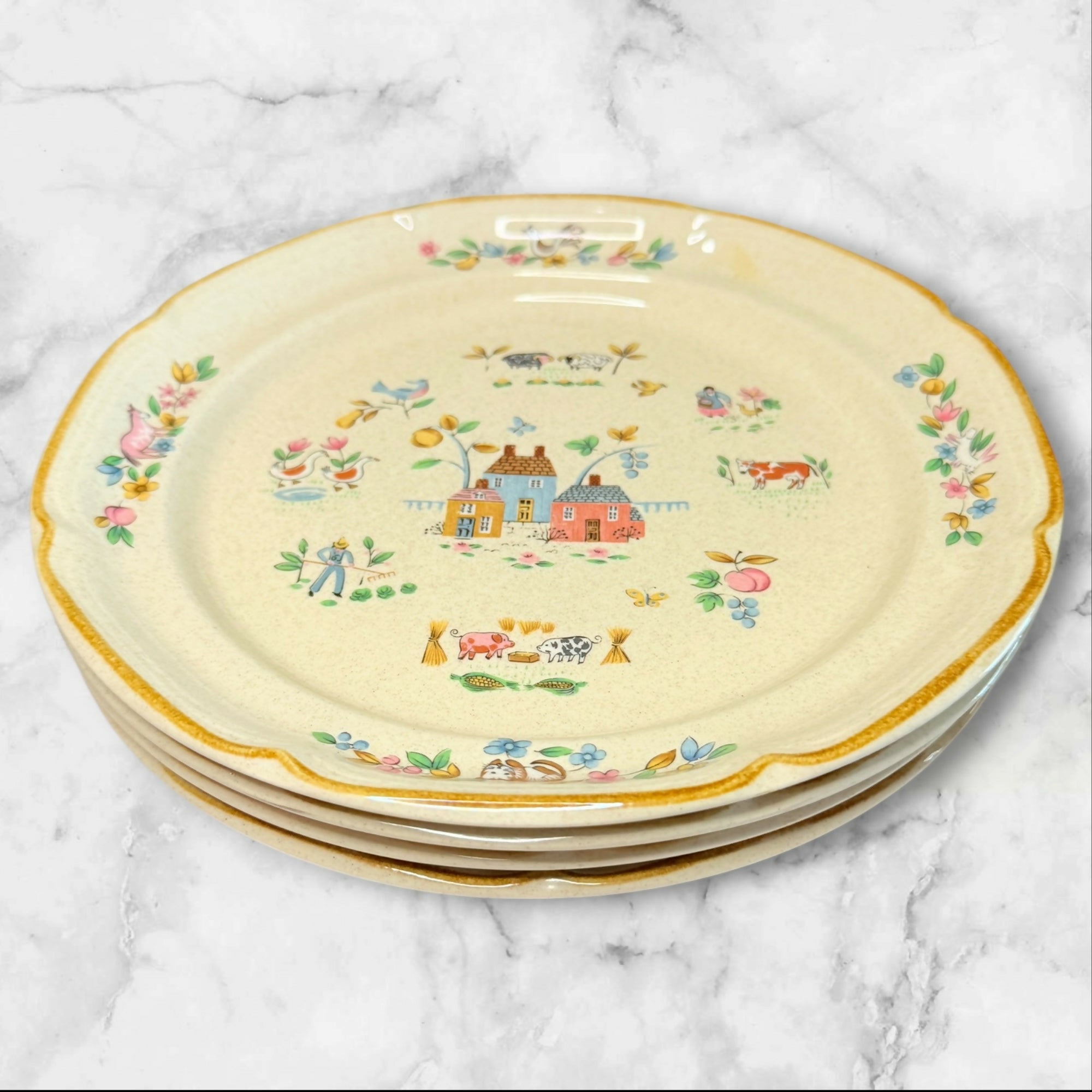 International Heartland Farmhouse Dinner Plates | Set of 4 | Discontinued | Excellent Condition