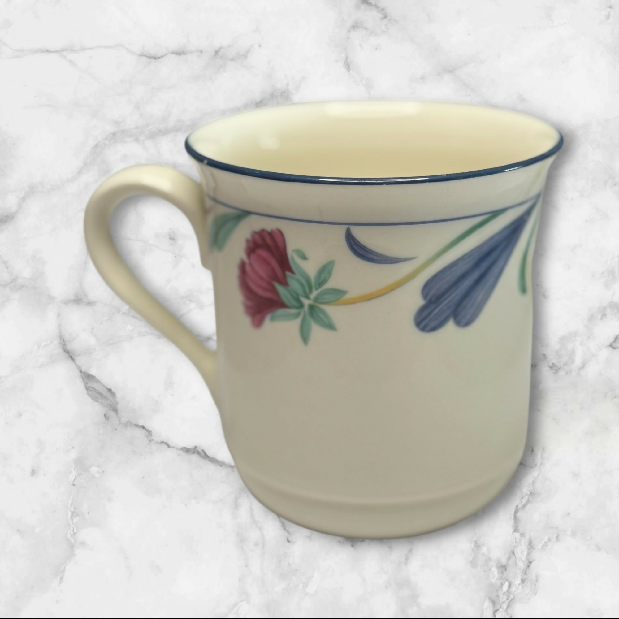 Lenox Poppies On Blue Ceramic Mugs | Set of 4 | Excellent Condition