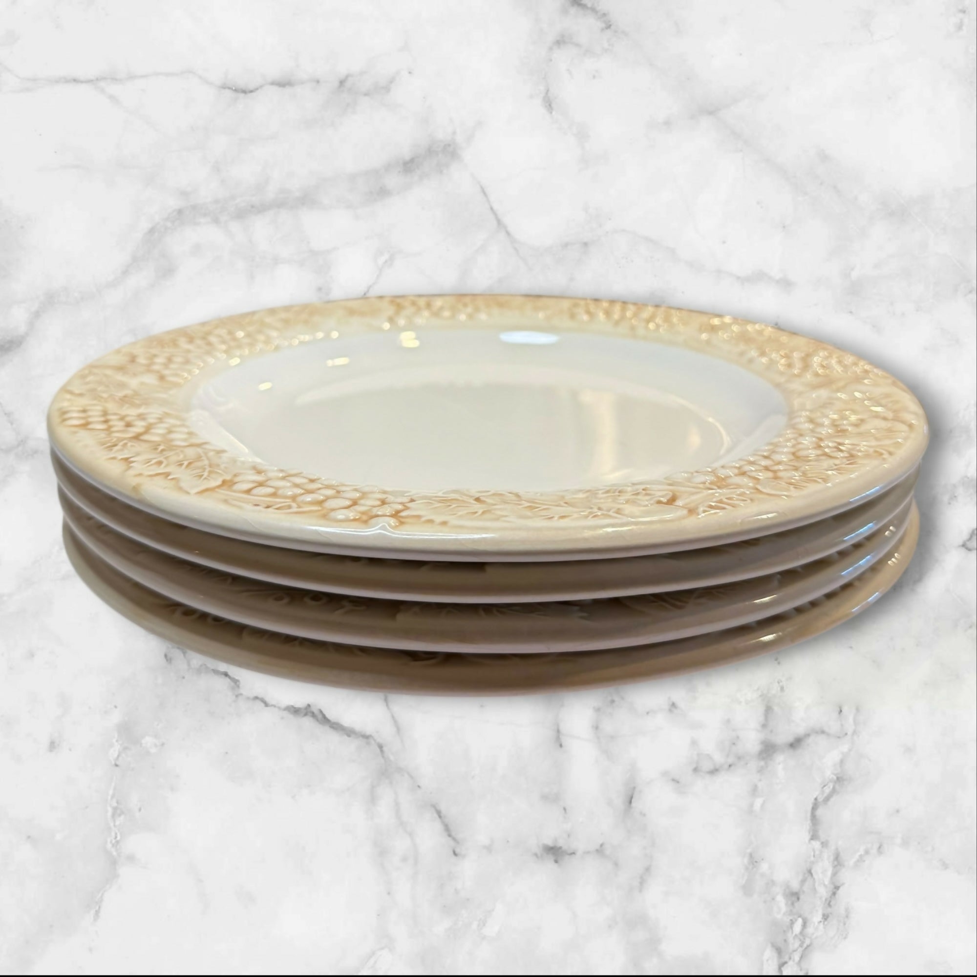 Portugal POR42 Raised Grapes Dinner Plates Set of 4 | Antique | Good Cond