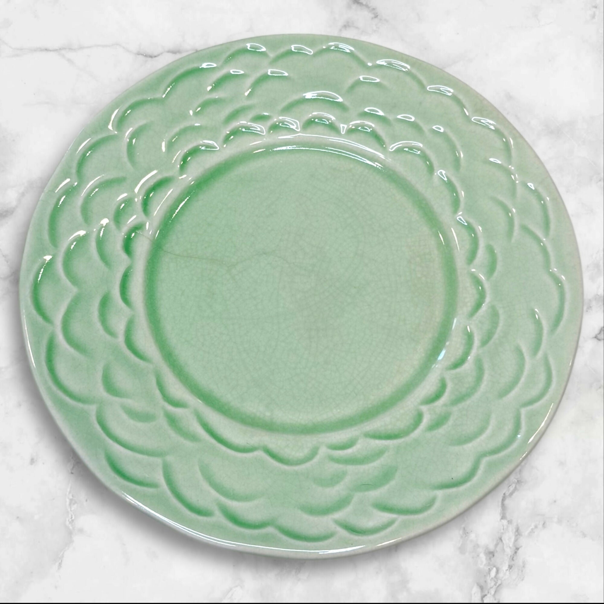 Kiln 4 Green Glazed Stoneware Salad Plates | Set of 4 | Good Condition