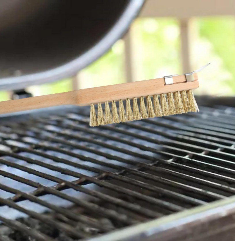 Anygleam Wooden 65cm Pizza Oven Copper Brush with Metal Scraper Tool Cleaning Accessories