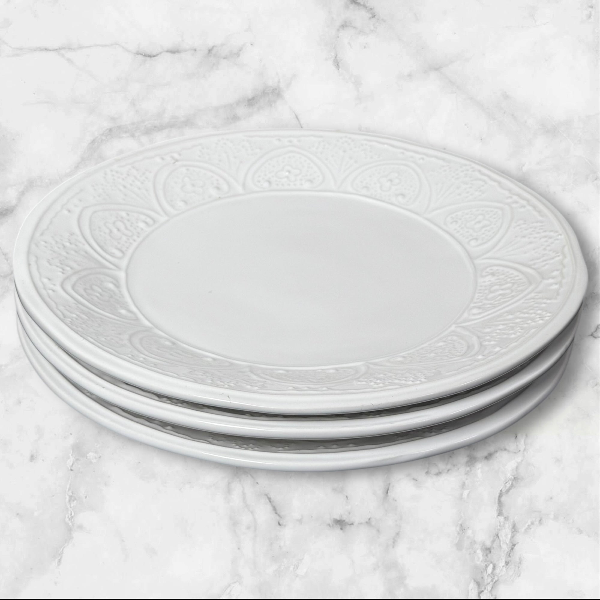 Sweet Ceramics White Dinner Plates 11.75” Set of 3 - Immaculate