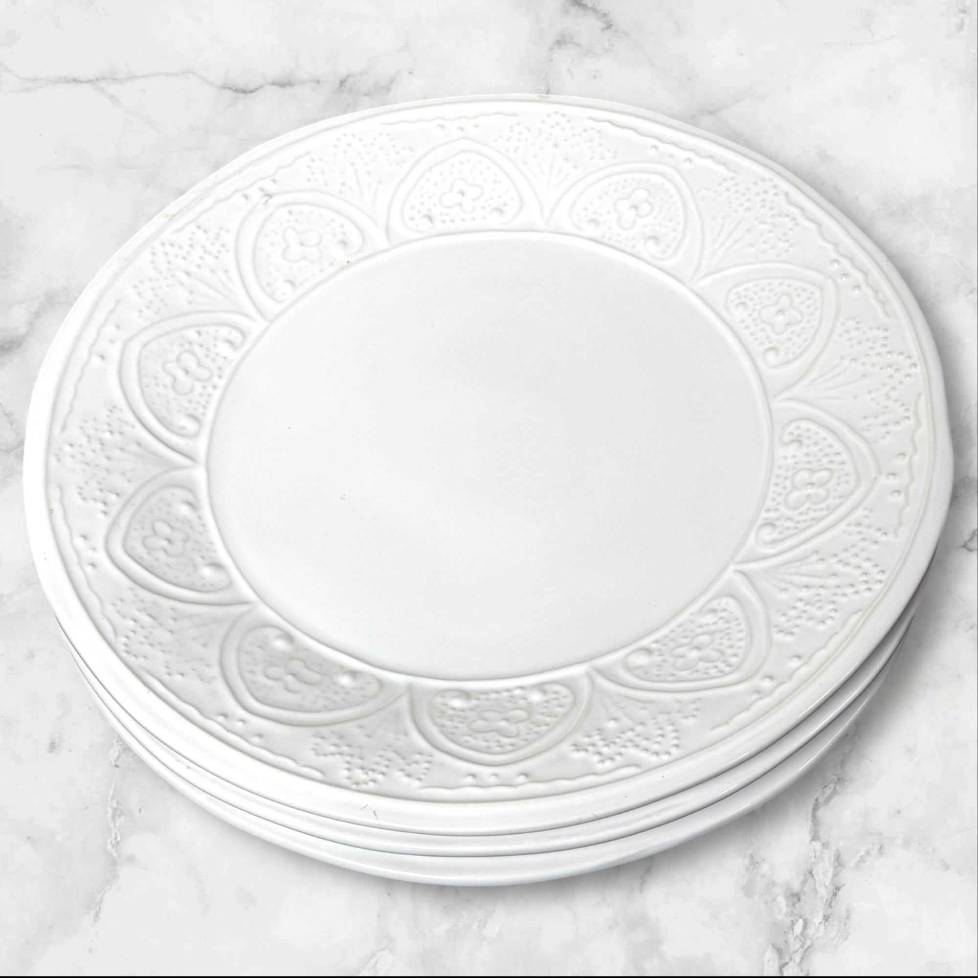 Sweet Ceramics White Dinner Plates 11.75” Set of 3 - Immaculate