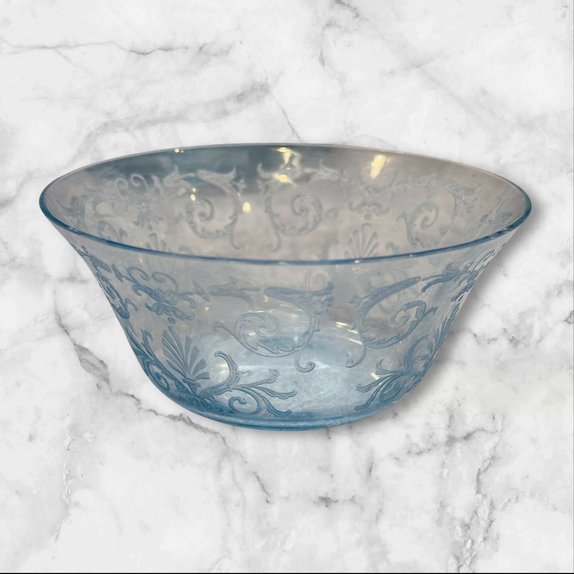 Fostoria Versailles Blue Finger Bowls & Underplates | Set of 4 | Great