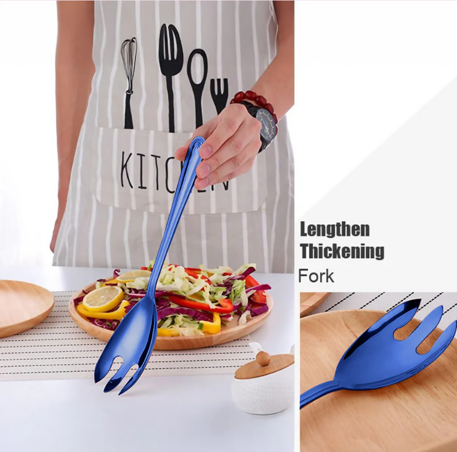 Anygleam Blue Giant Spoon & Fork Set – 2-Piece Stainless Steel