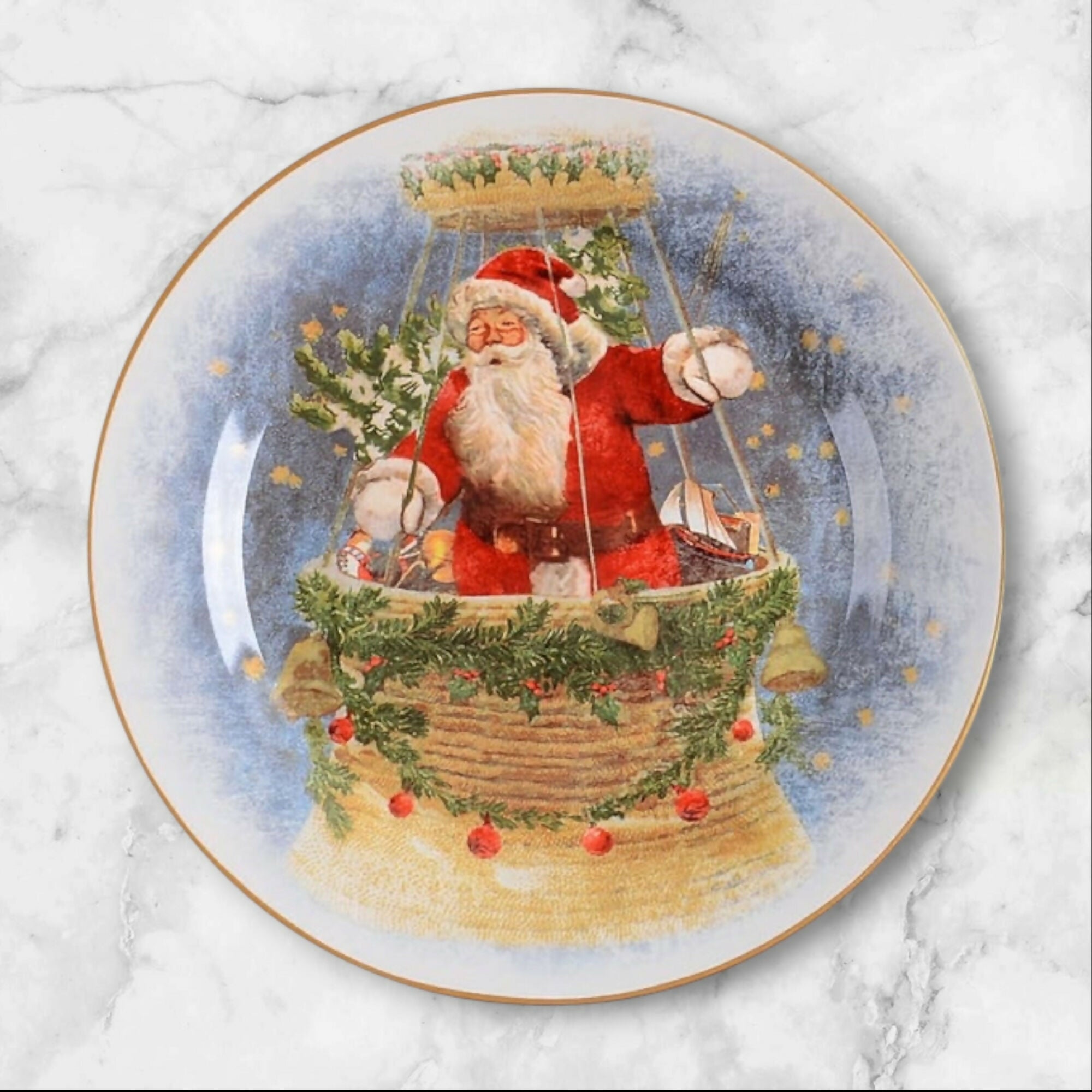 Pottery Barn Nostalgic Santa Christmas Salad Plates | Set of 4 | Excellent