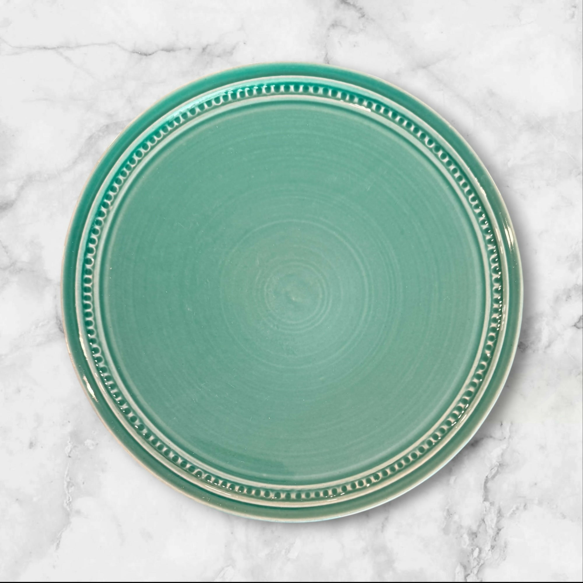 Ceramica Italy Aqua Beaded Dinner Plates Set of 4 | Great Condition