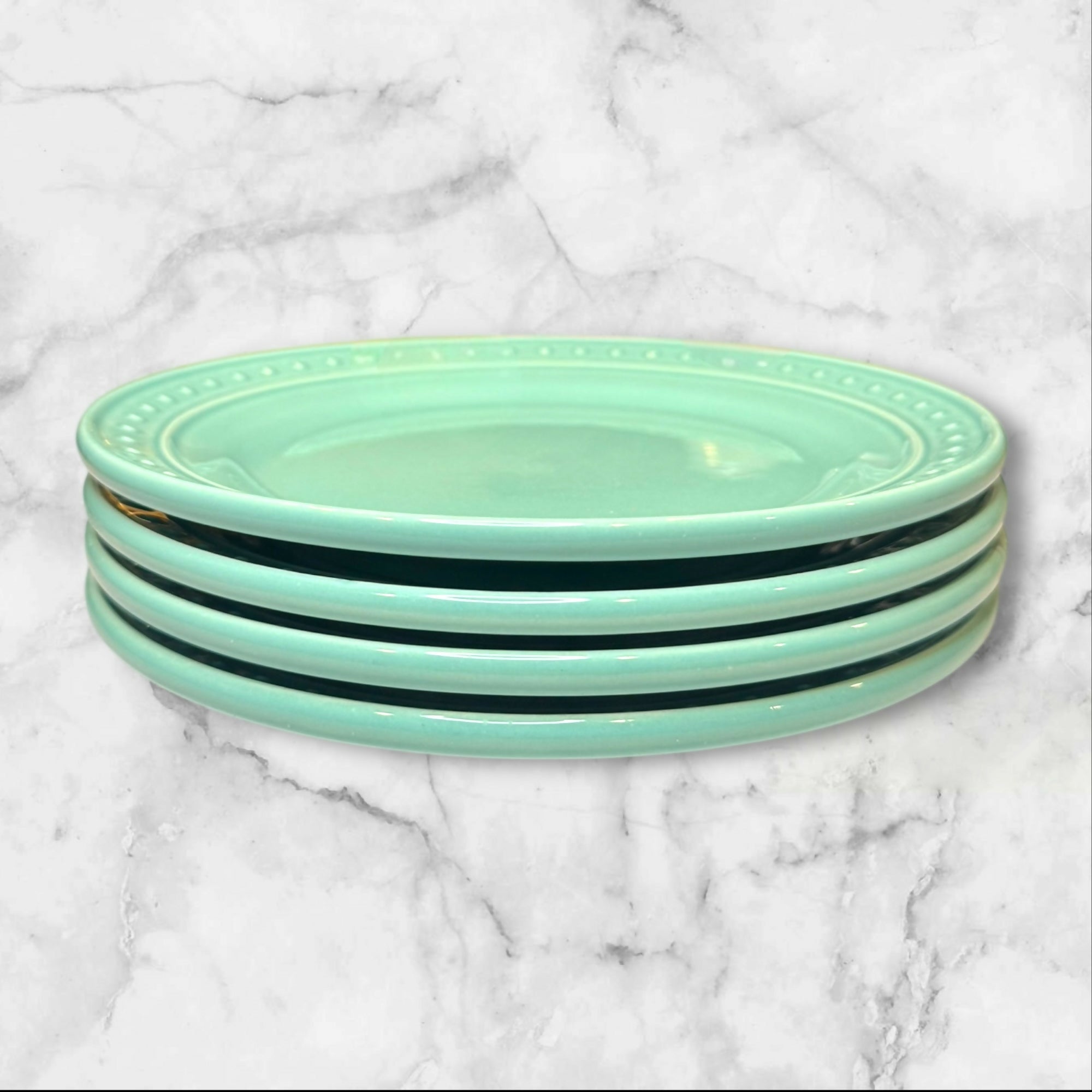 World Market Nantucket Aqua Salad Plates | Set of 4 | 8.5” | Excellent Condition