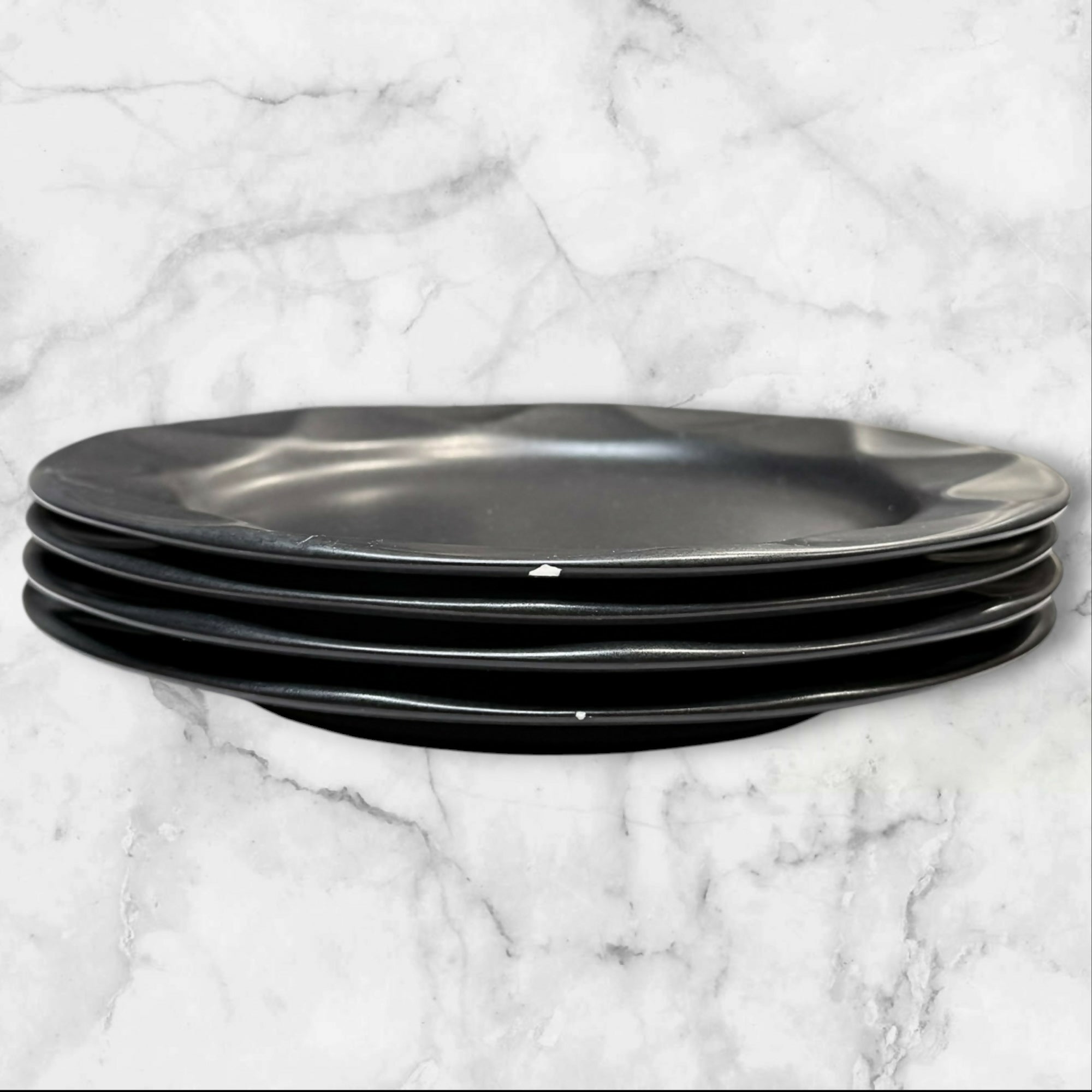 Dansk Origami Onyx Dinner & Salad Plates Set of 8 Stoneware Good Condition