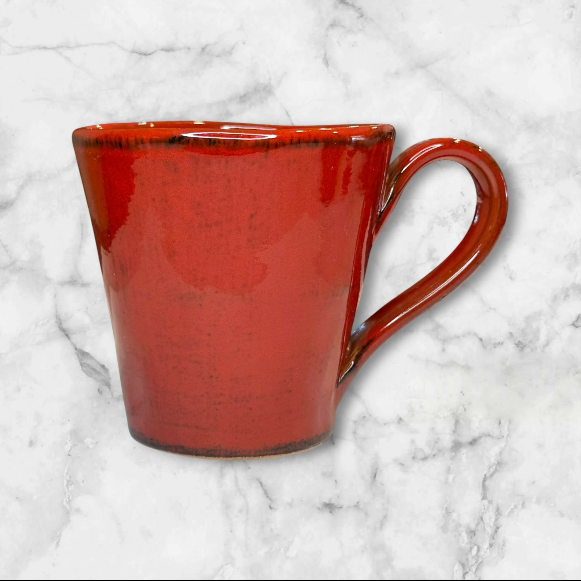 Crate & Barrel Camden Rustic Red Freeform Mugs | Set of 4 | Excellent Condition