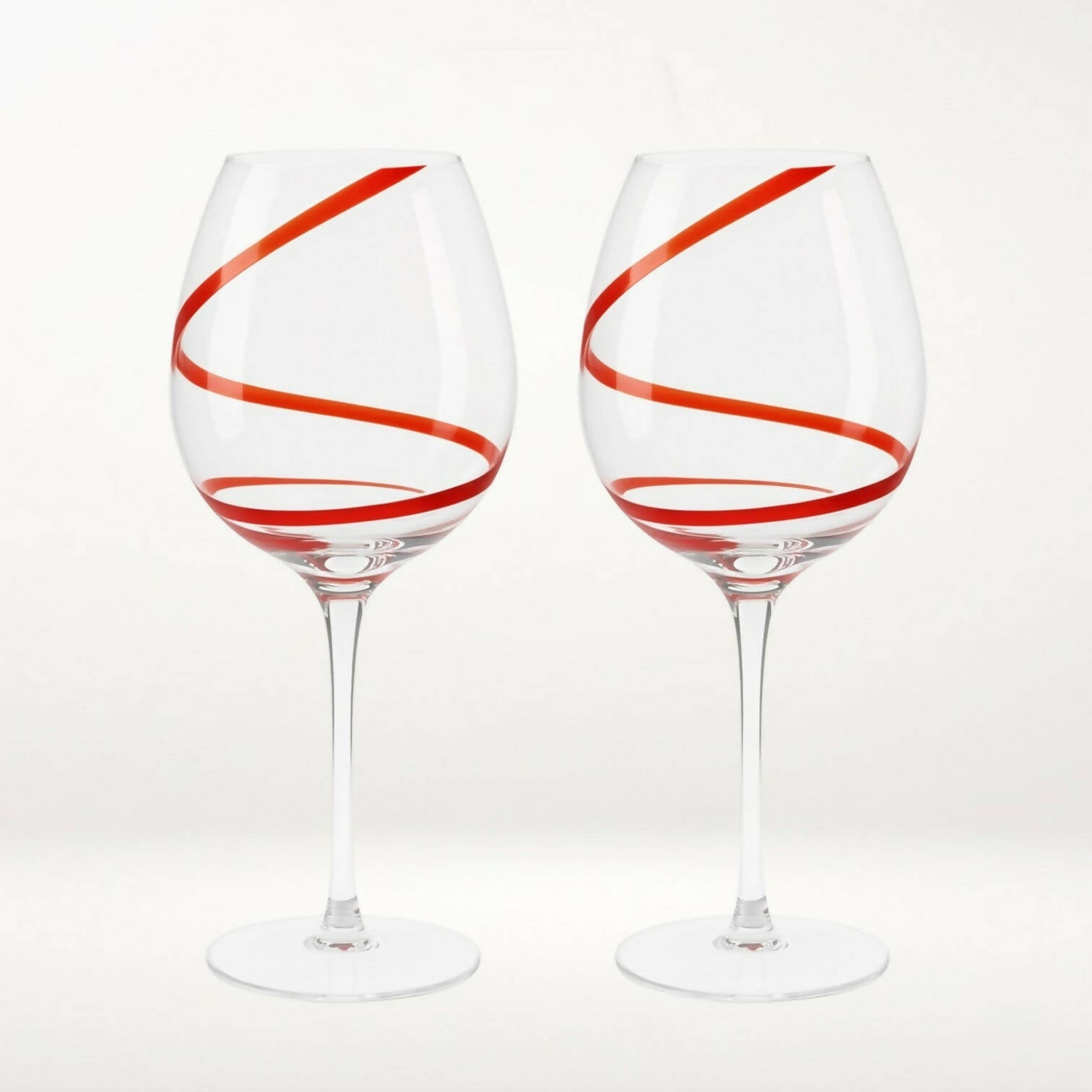 Pier 1 Swirline Red Balloon Wine Glasses | Set of 4 | Excellent Condition