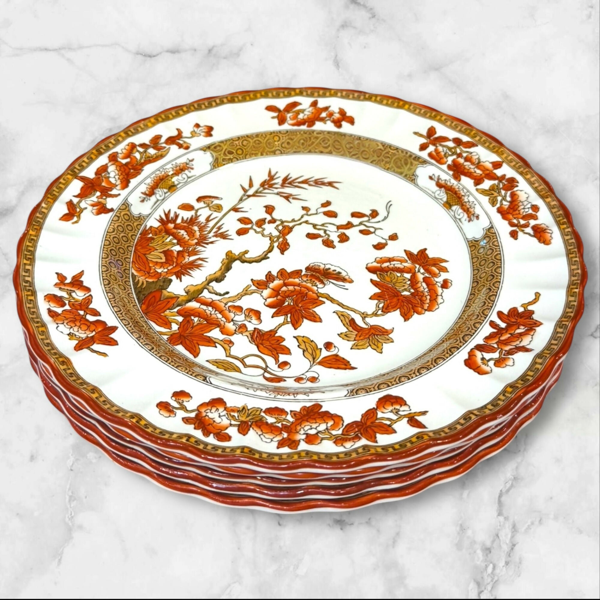 Spode Indian Tree Orange Rust Dinner Plates | Set of 2 | Great Condition