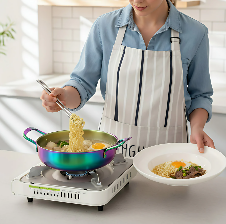 Anygleam Stock Pot Gold-L Stainless Steel HotPot Without Lid Single-Layer Cooking Soup Noodle Sea Food Home Kitchen Restaurant Tools