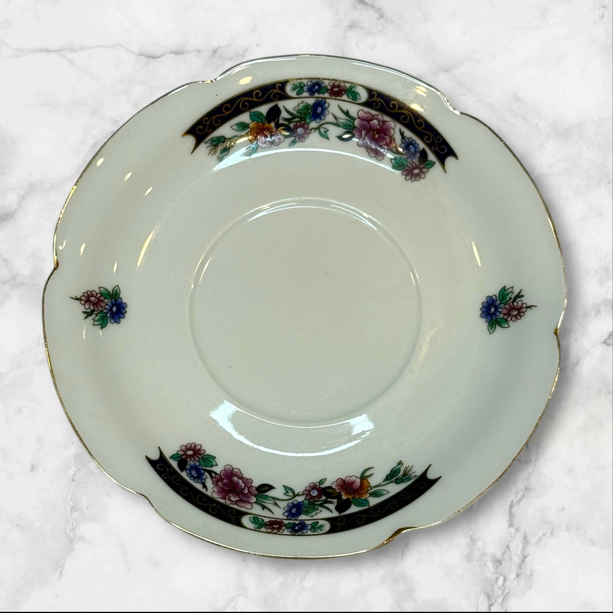 Royal Stafford Chelsea Garden Teacup & Saucer | Floral Gold Trim | England