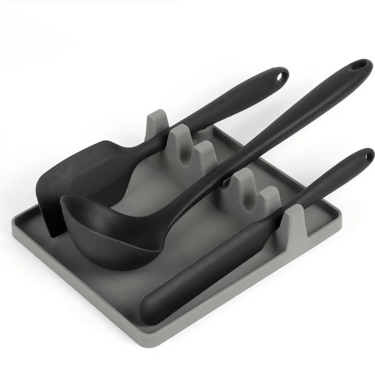Anygleam Spoon Rest Grey Medium Kitchen Pan Pot Cover Lid Rack Stand Organizer Fork Spatula Rack Holder Stand Tableware Storage Rack Holder