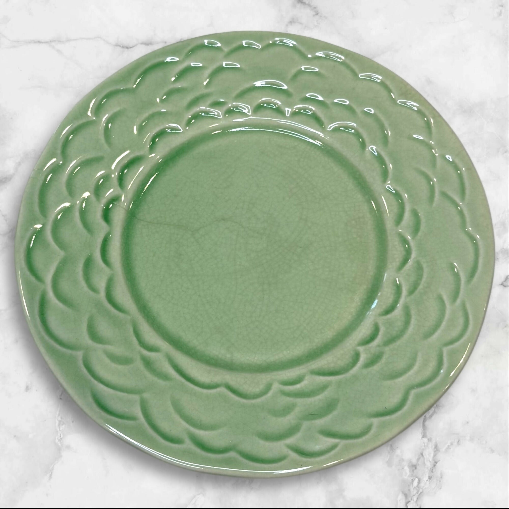 Kiln 4 Green Glazed Stoneware Salad Plates | Set of 4 | Good Condition