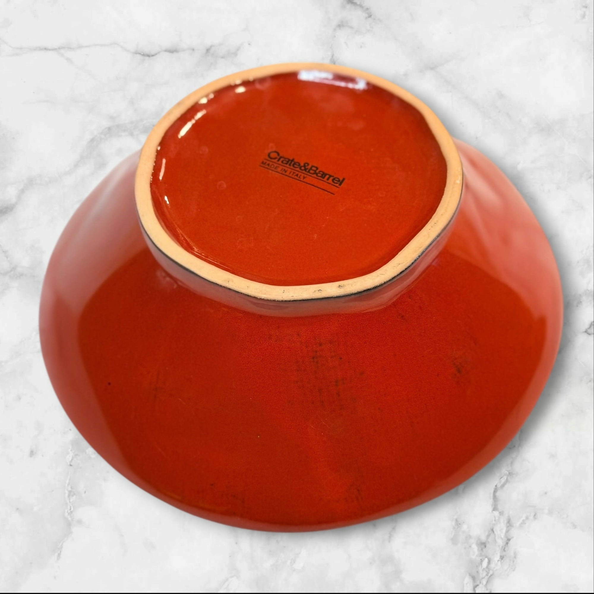 Crate & Barrel Carmen Rustic Red Freeform Serving Bowl Italy Excellent Cond