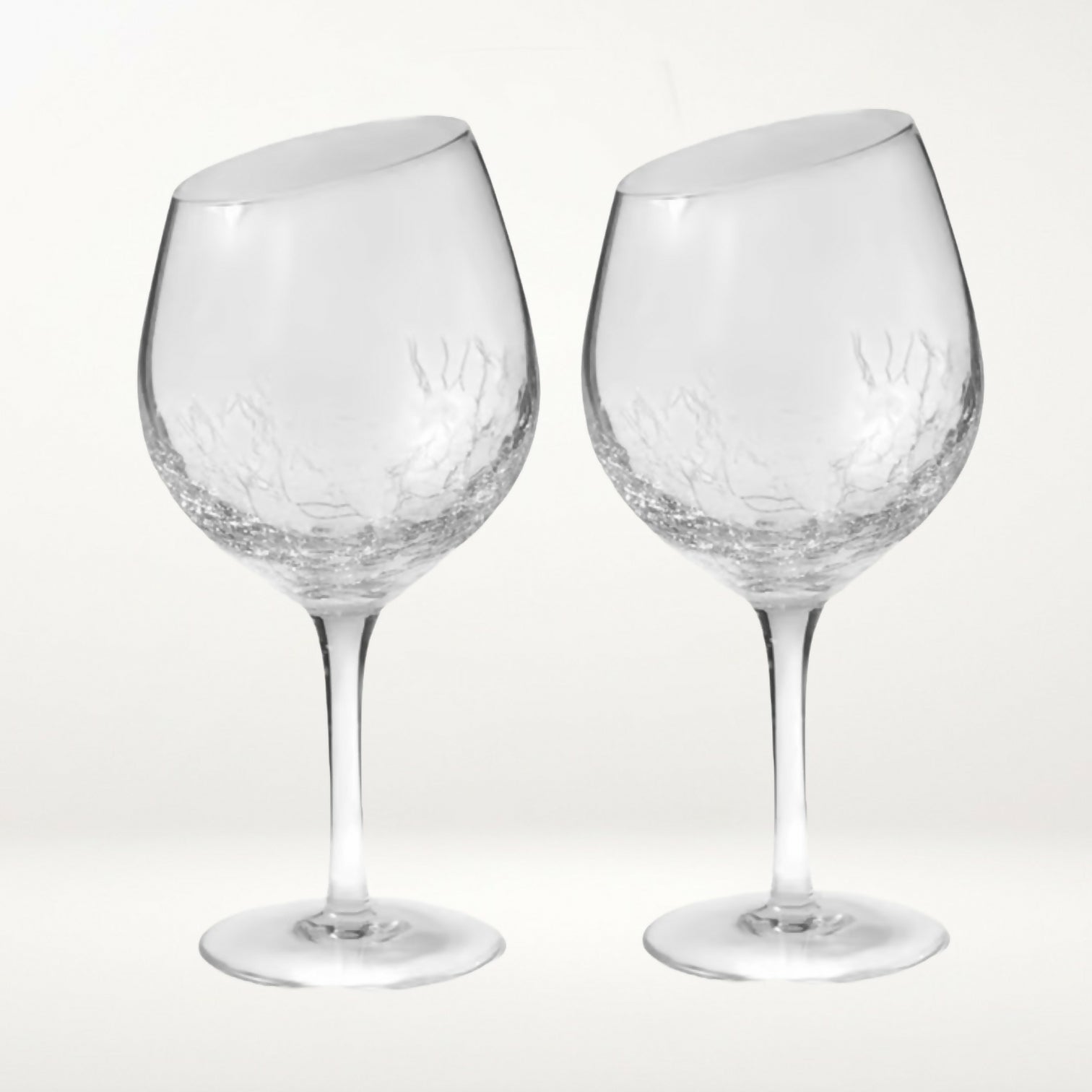 Pier 1 Angled Rim Crackle Red Wine Glasses | Set of 2 | Excellent Condition