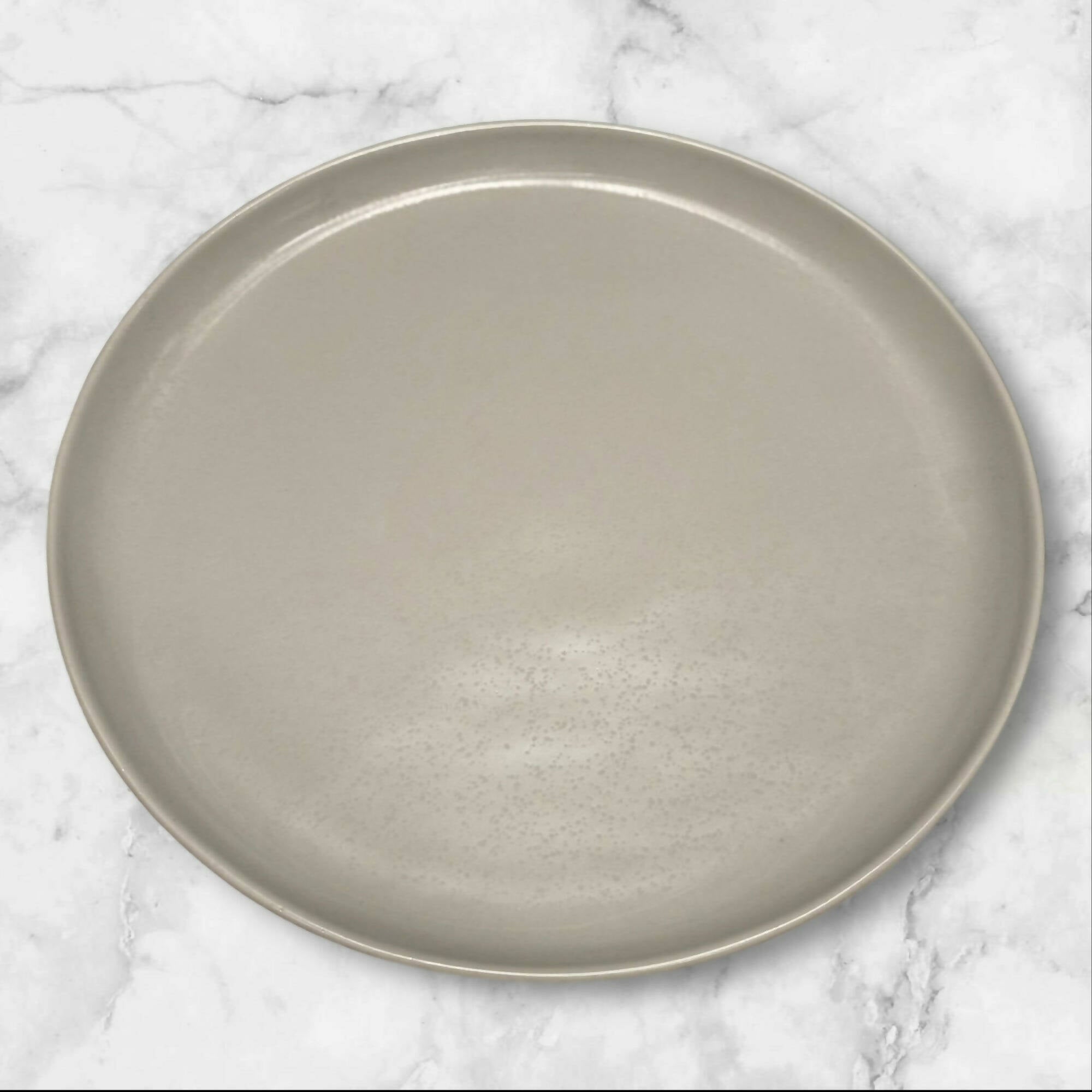 Crate & Barrel Mercer Grey Dinner Plates | 10.75” Porcelain Set of 4 | Excellent Condition