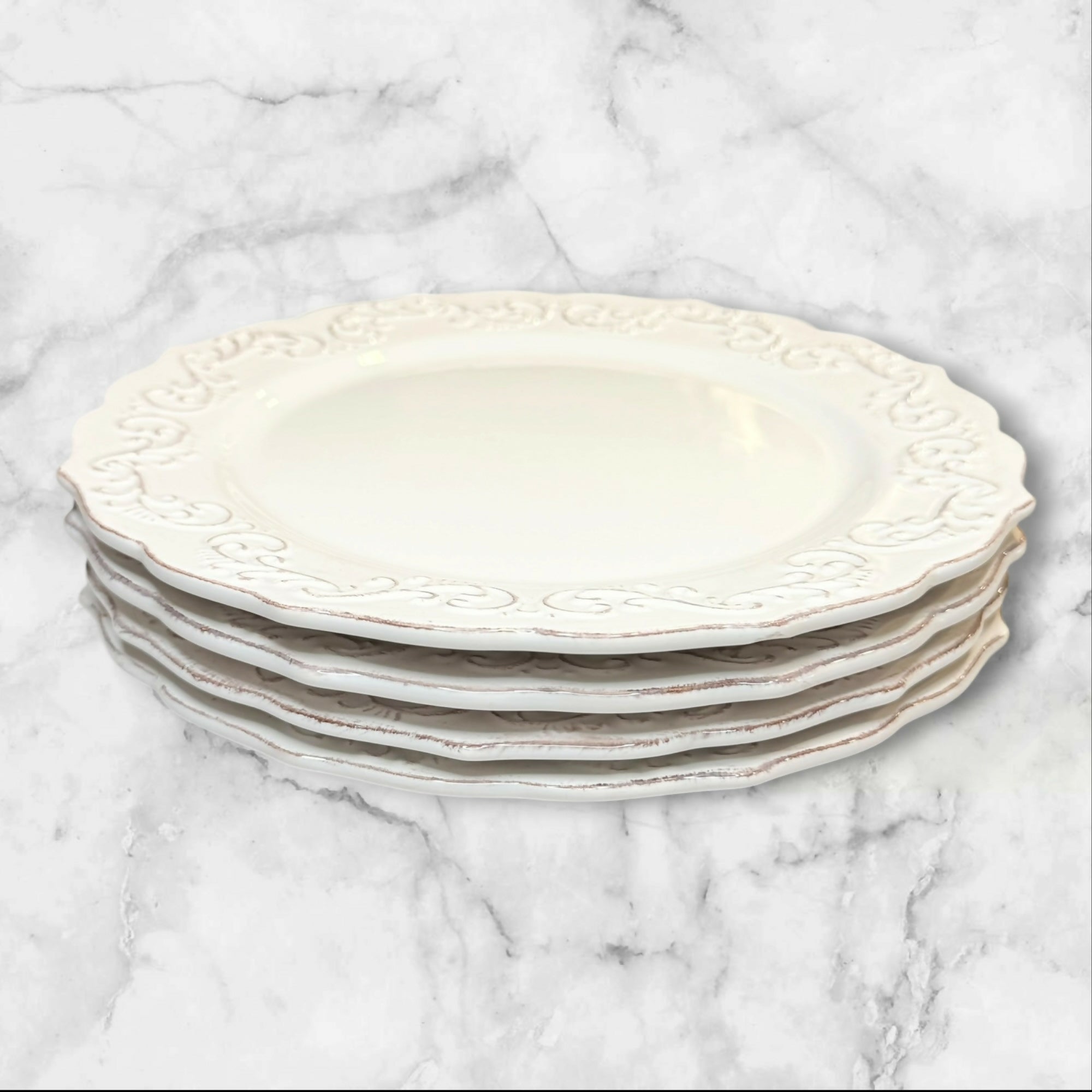 Pier 1 Antique Scroll Salad Plates Set of 4 Excellent Condition