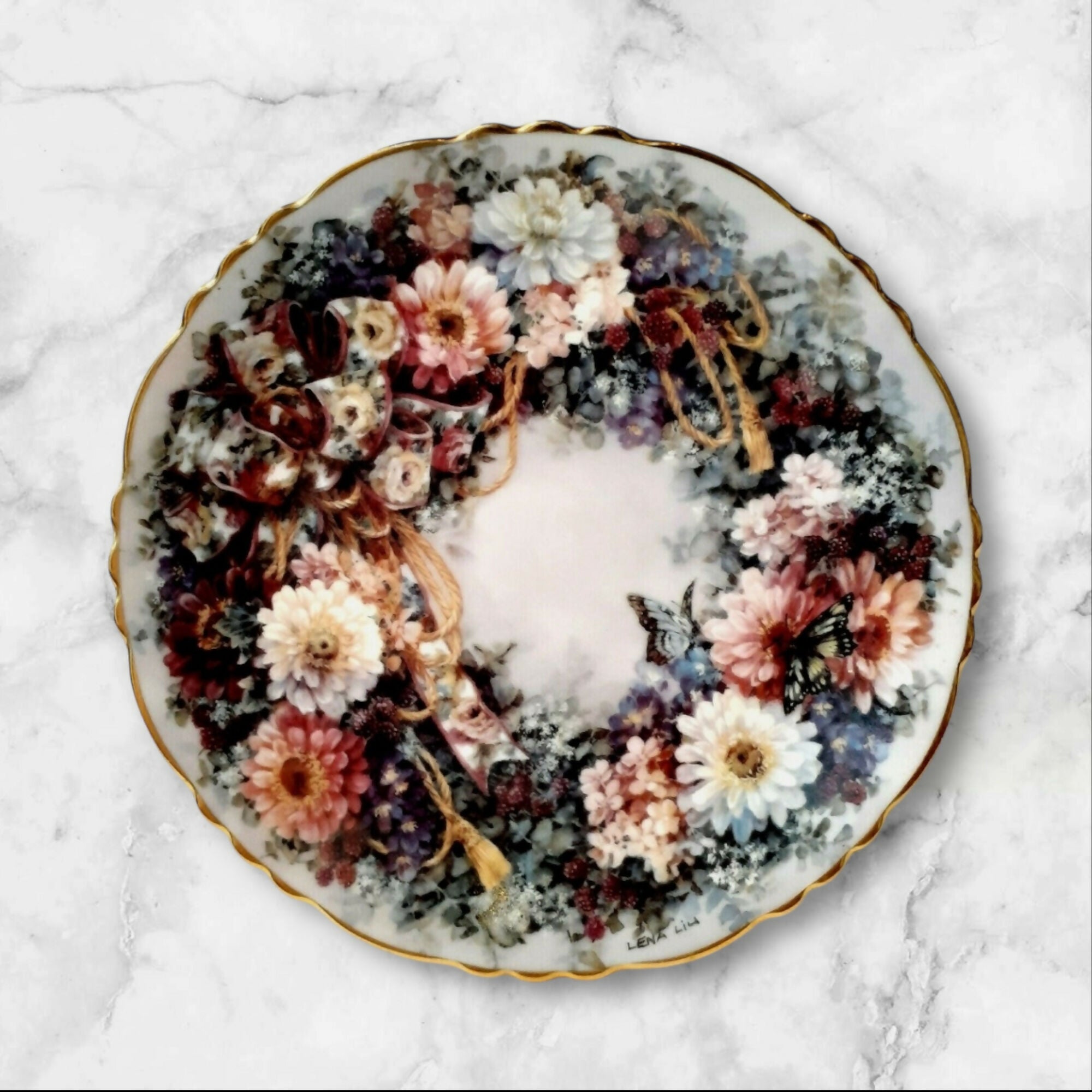 Lena Liu Floral Greetings Collector Plates Set of 5 | Excellent Condition | 1994–95