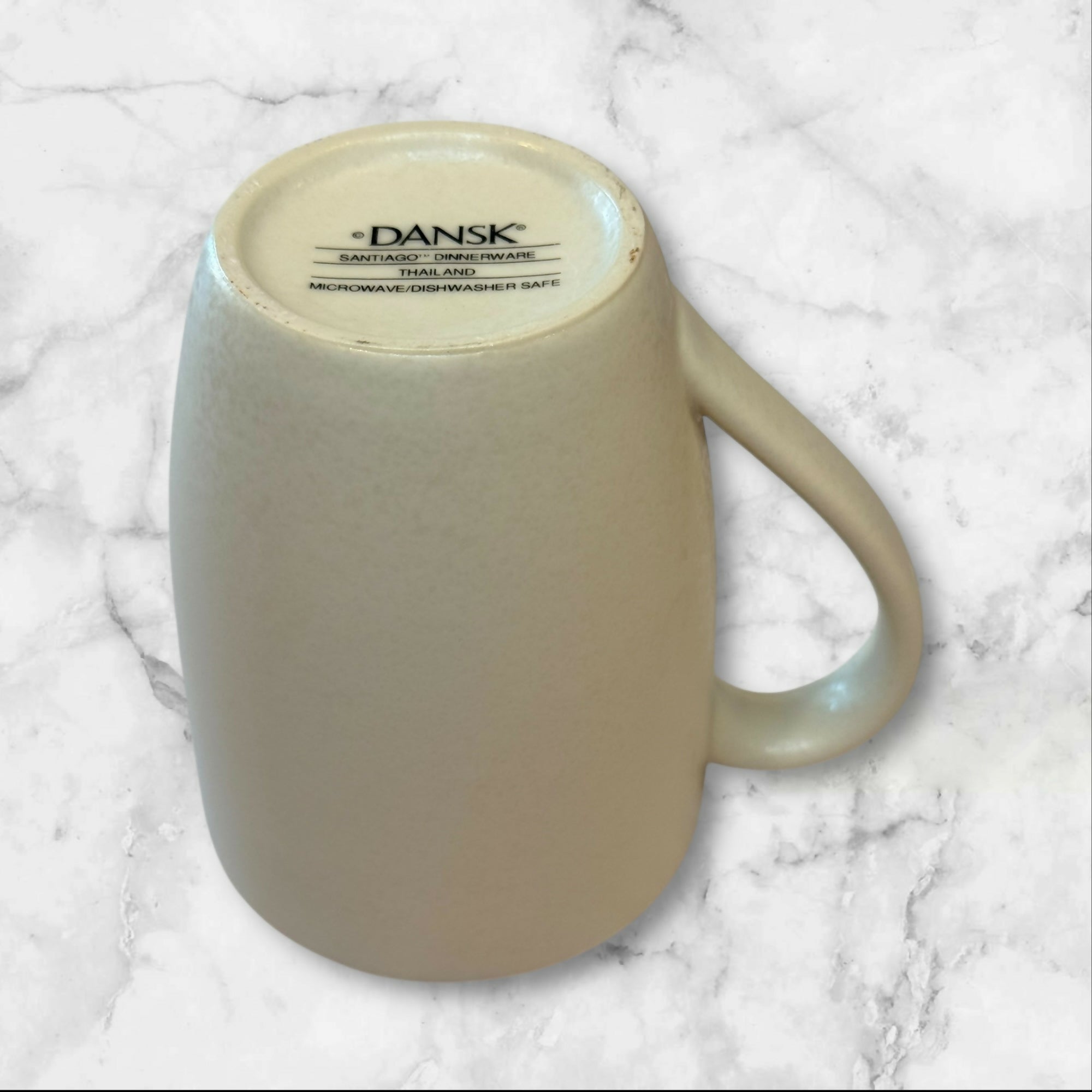 Dansk Santiago White Mug Tan Edge | Discontinued | Excellent Used