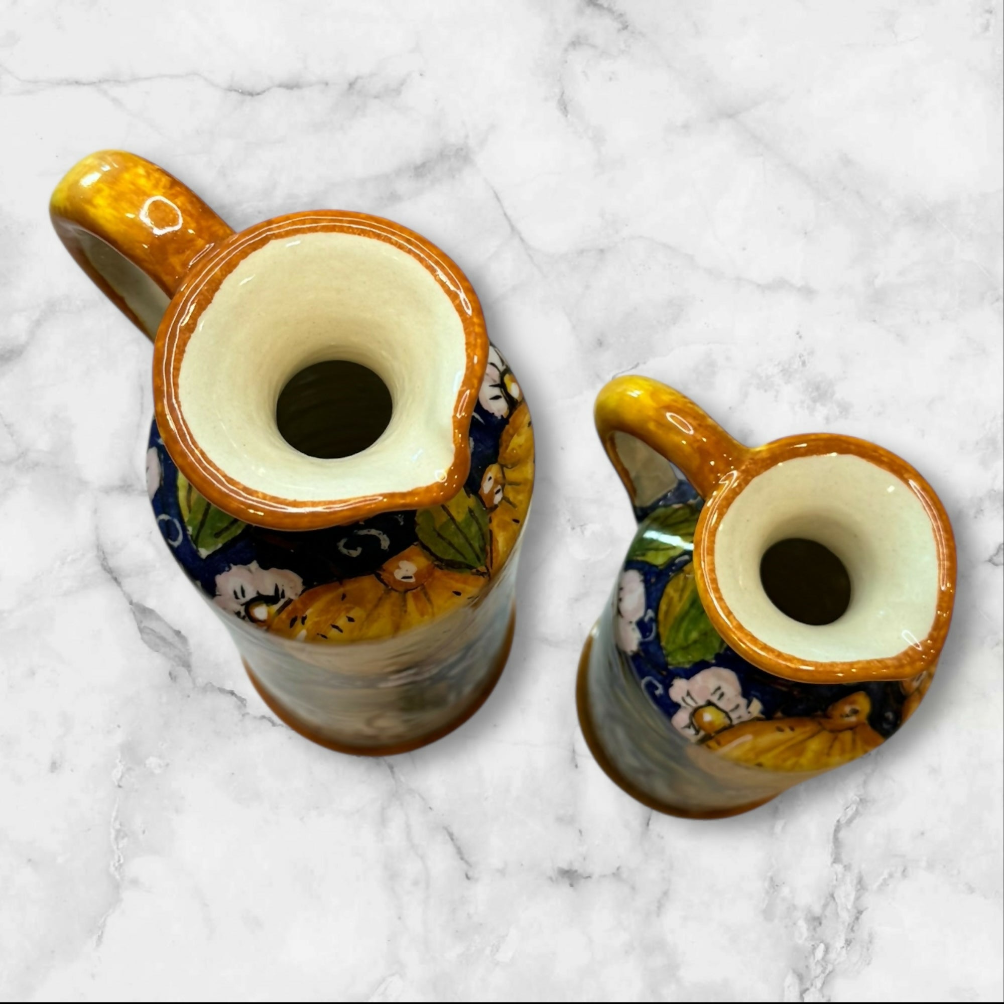 Firenze Italian Majolica Oil & Vinegar Dispensers | Set of 2 | Excellent