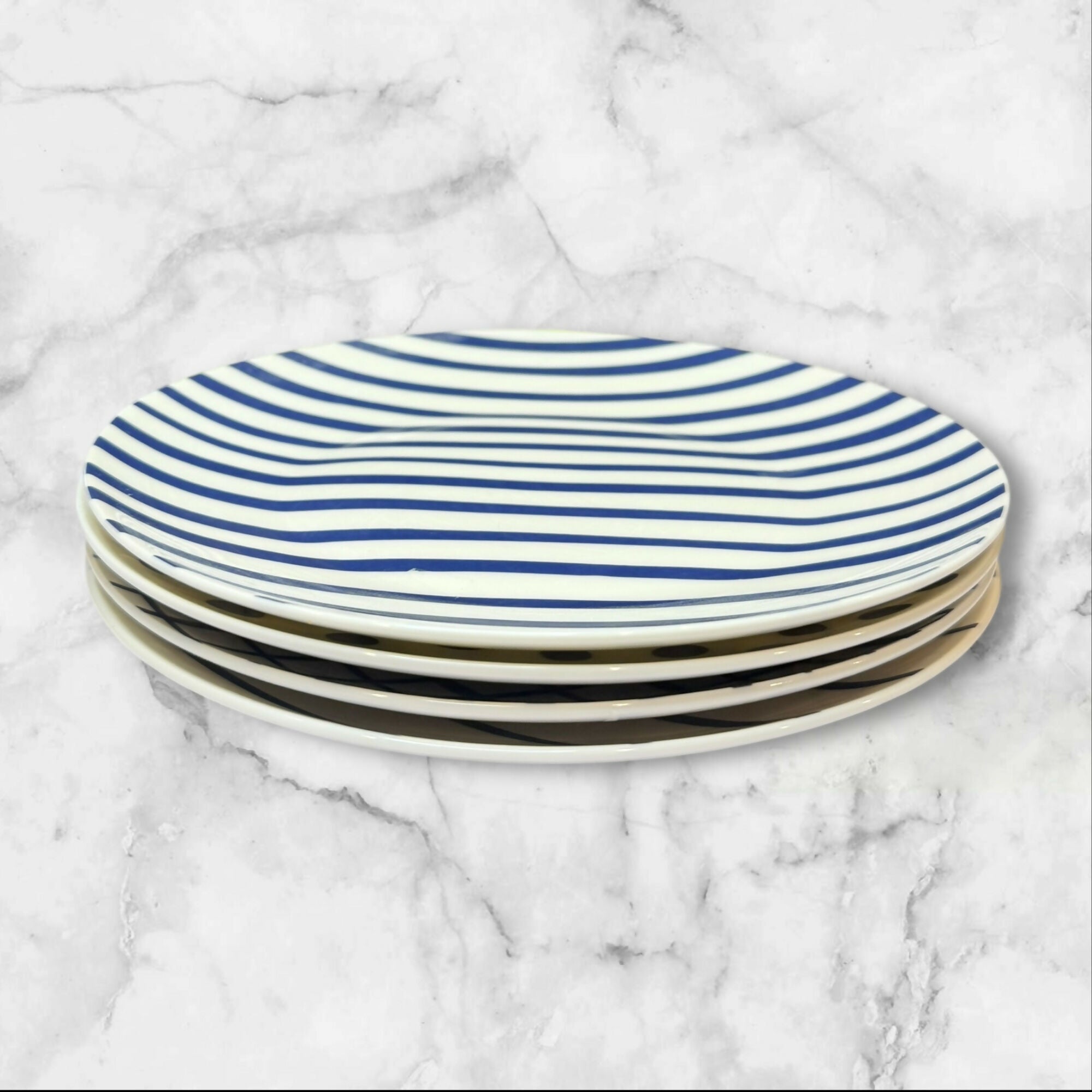 GAP Home Blue & White Assorted Pattern Salad Plates | Set of 4 | Excellent Condition