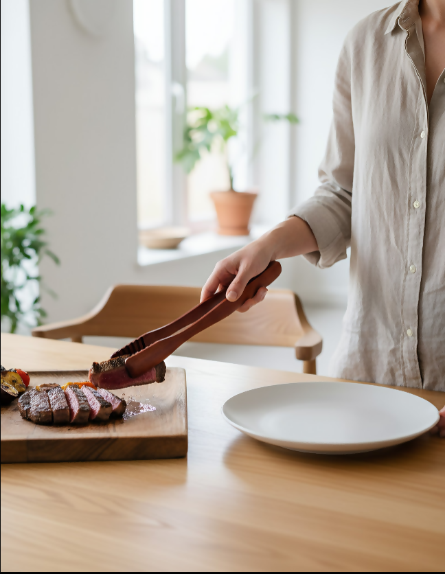 Anygleam Brown Wooden Creative Tong Food Kitchen Tableware