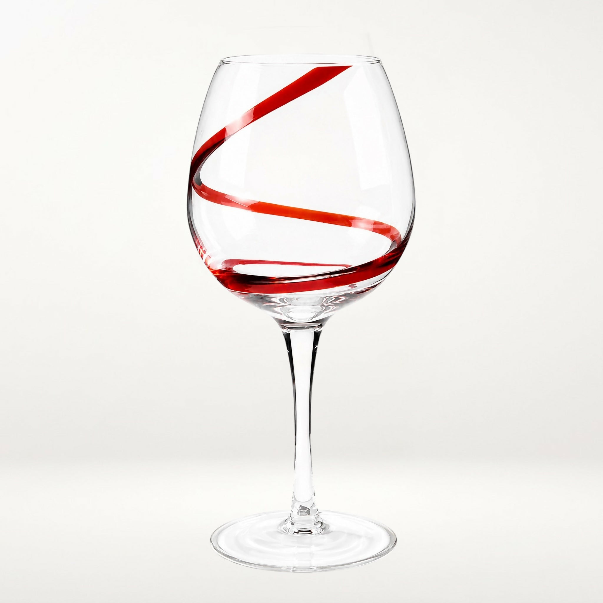Pier 1 Swirline Red Balloon Wine Glass Excellent Condition