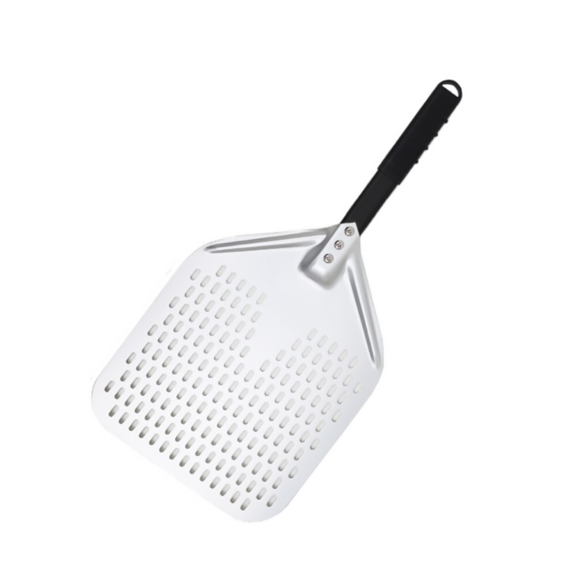 Anygleam Pizza Shovel 30 cm x 59cm Silver for Perforated Peel with Metal Handle Oven Turning Baking Accessory