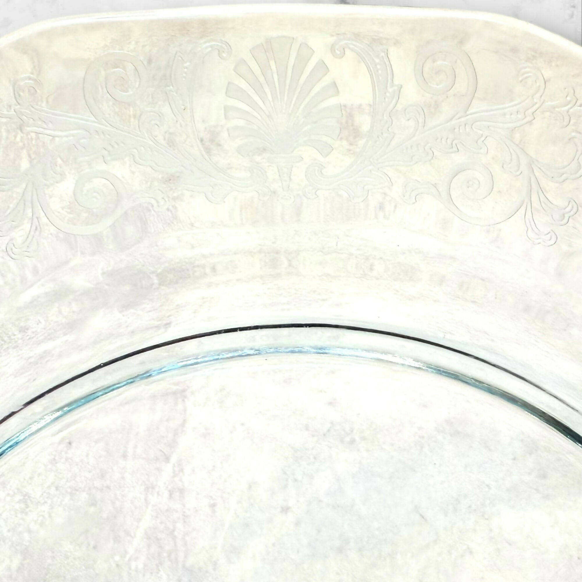 Fostoria Versailles Blue Serving Platter | 13.75” Etched Glass | Great Condition