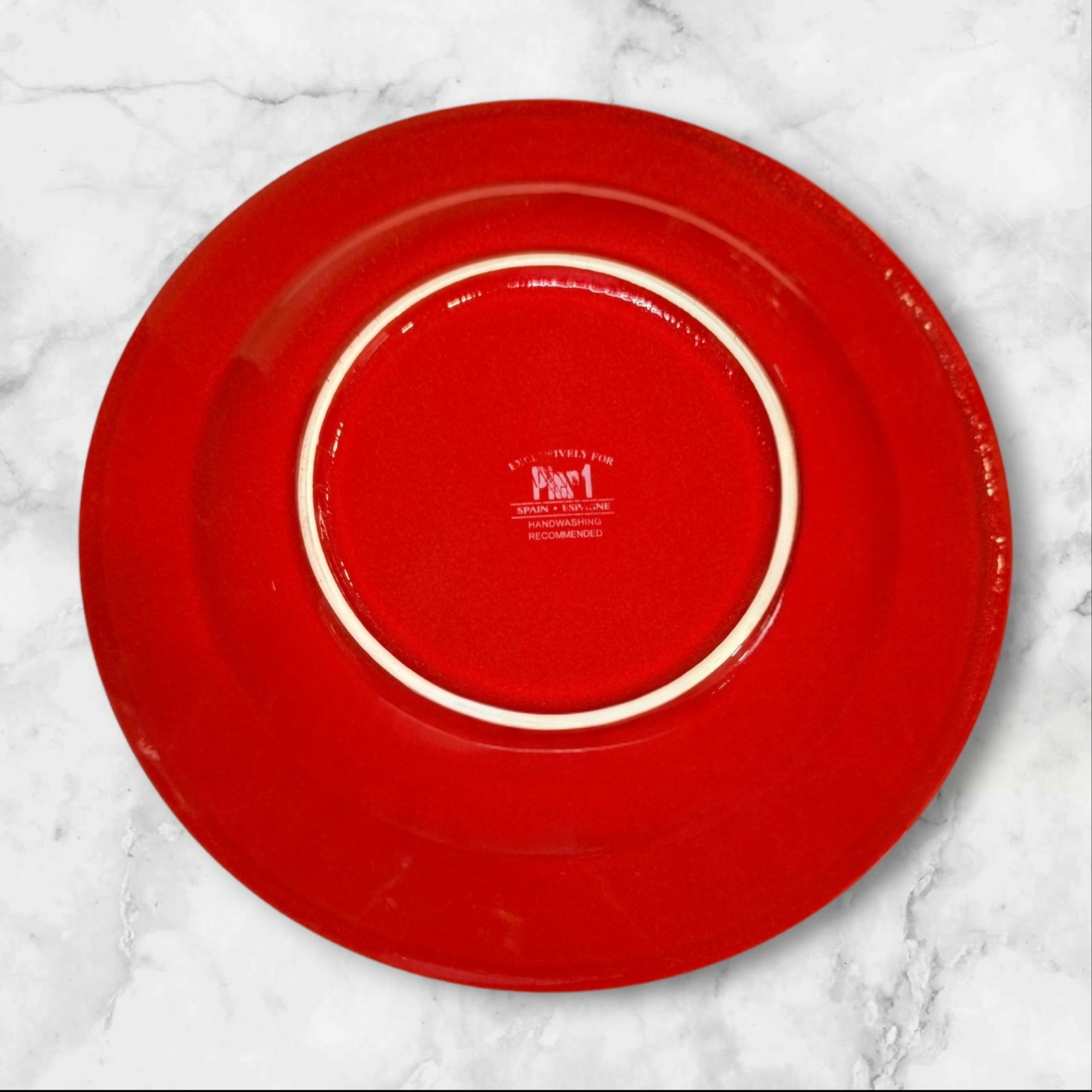 Pier 1 Red Collection Dinner Plates | Set of 4 | Made in Spain | Fair Condition