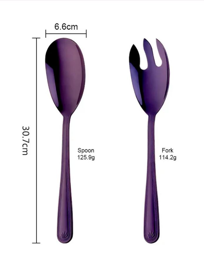 Anygleam Purple Giant Spoon & Fork Set – 2-Piece Stainless Steel