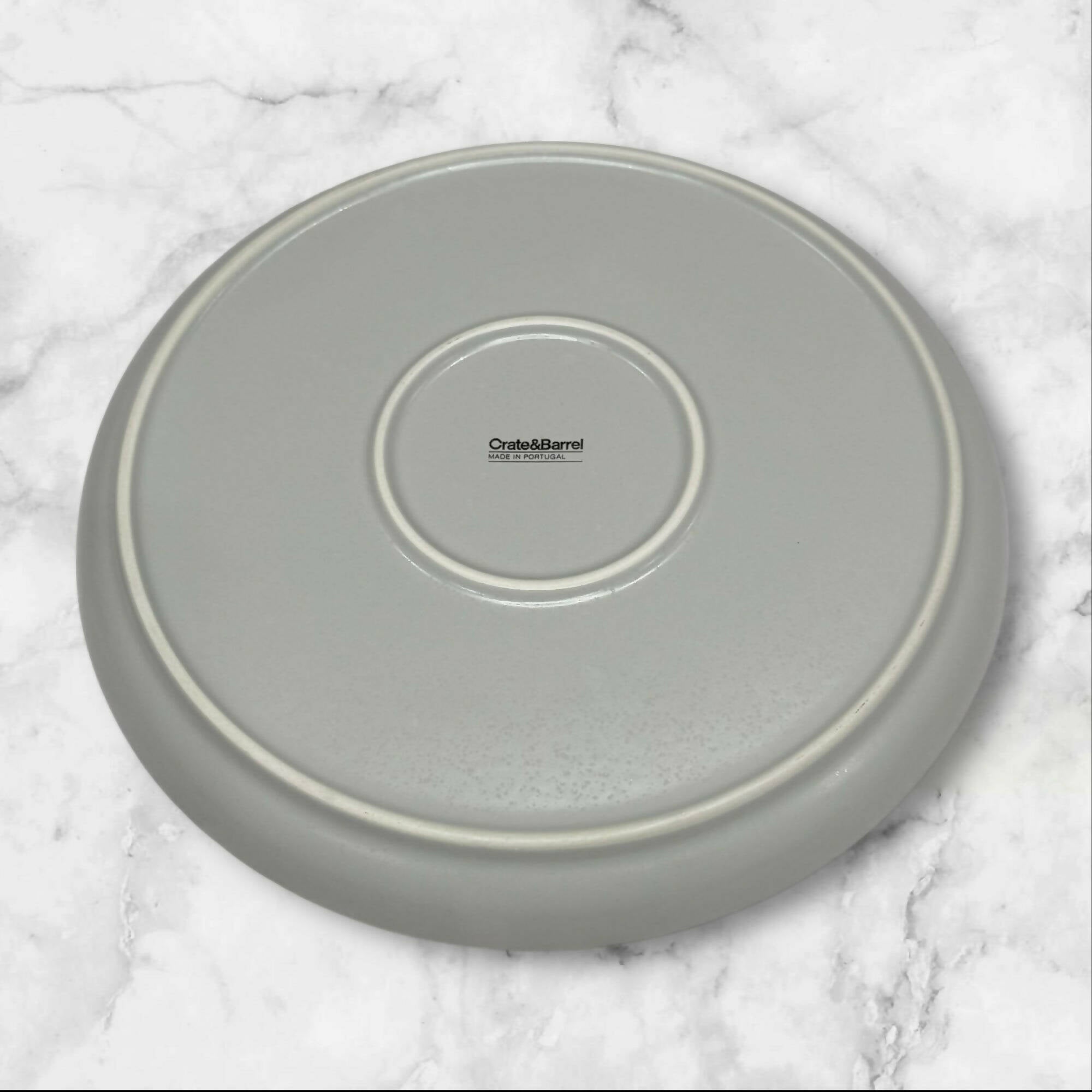 Crate & Barrel Mercer Grey Dinner Plates | 10.75” Porcelain Set of 4 | Excellent Condition