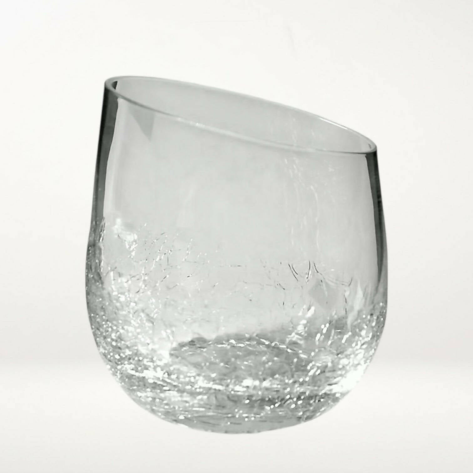 Pier 1 Angled Rim Crackle Tumblers 12 oz | Set of 2 | Excellent Condition