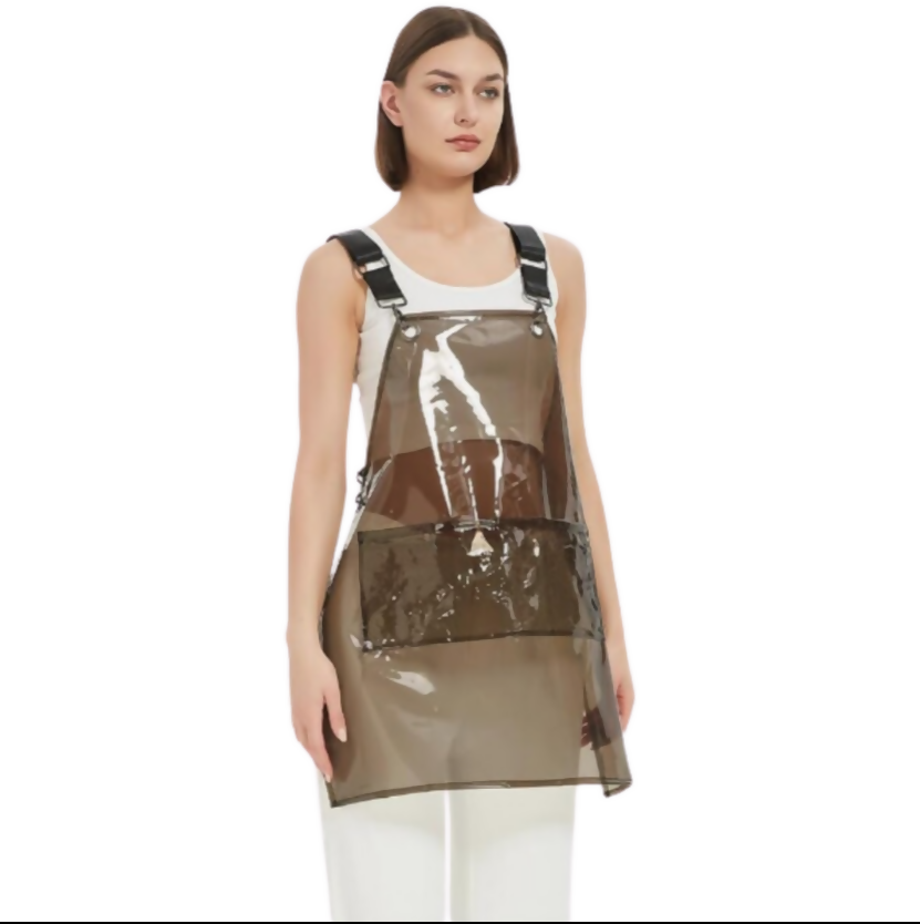 Anypron Black Waterproof TPU Apron Oilproof Workwear for Barber Salon