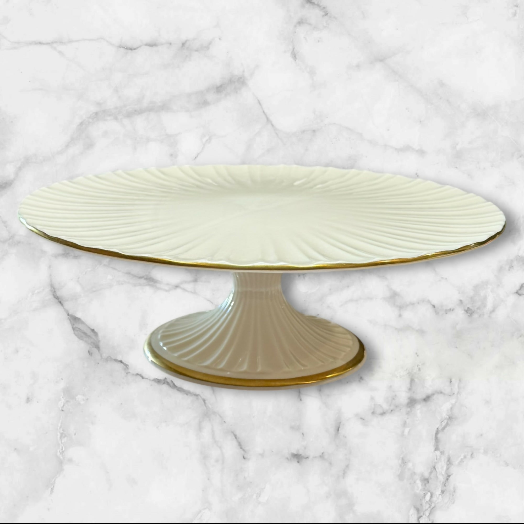 Lenox Plaza Collection Pedestal Cake Stand | Gold Trim | Excellent Condition