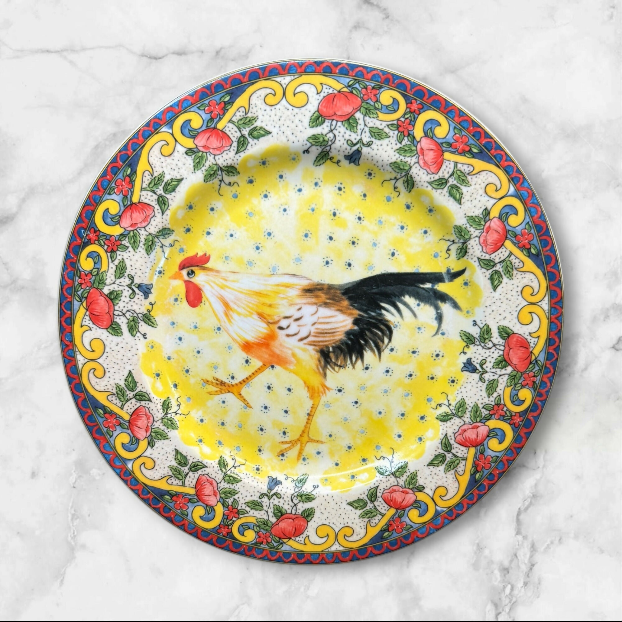 American Atelier Petite Provence Rooster Salad Plates | Set of 4 | Excellent