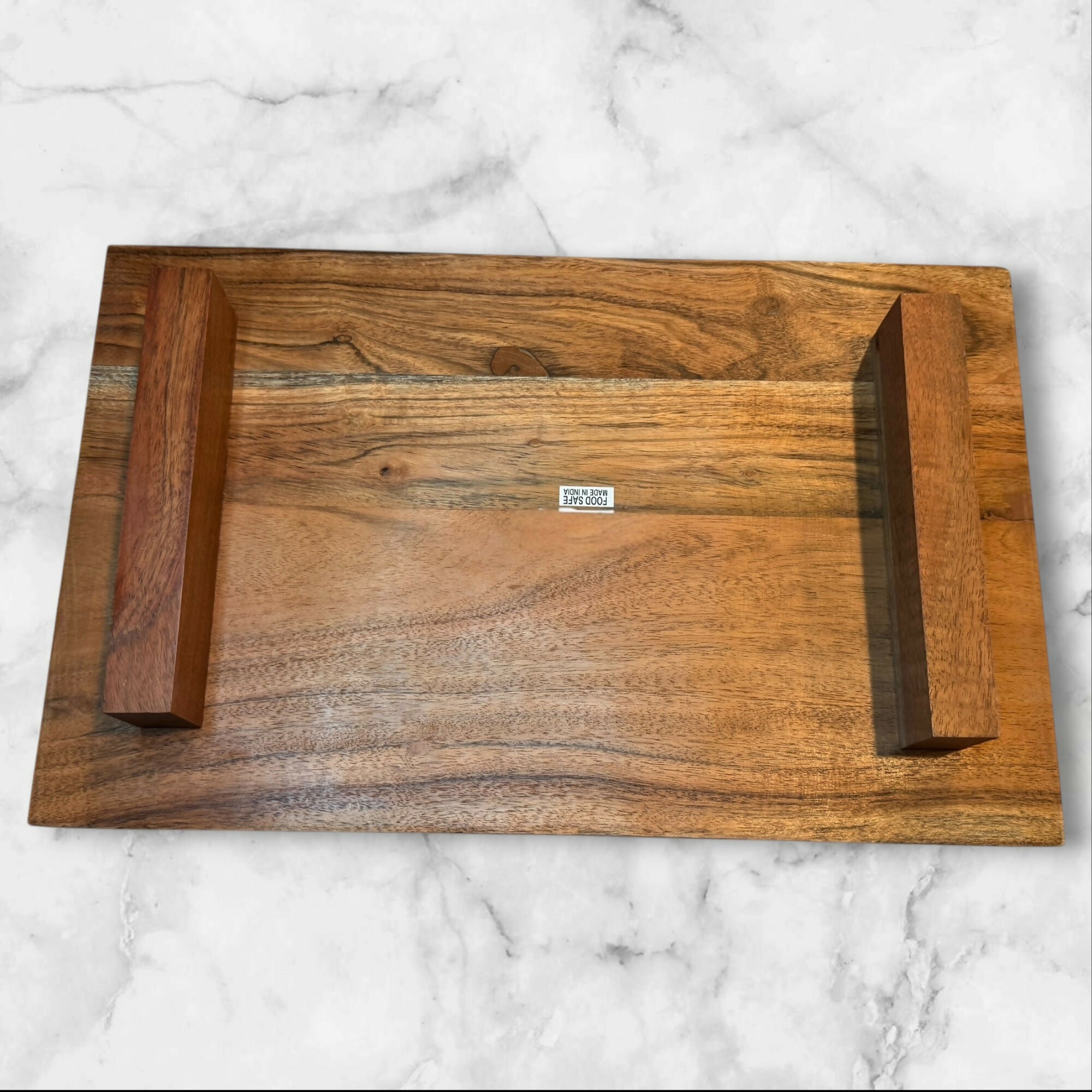 Handmade Acacia Wood Serving Tray Riser Footed Board | Great Condition