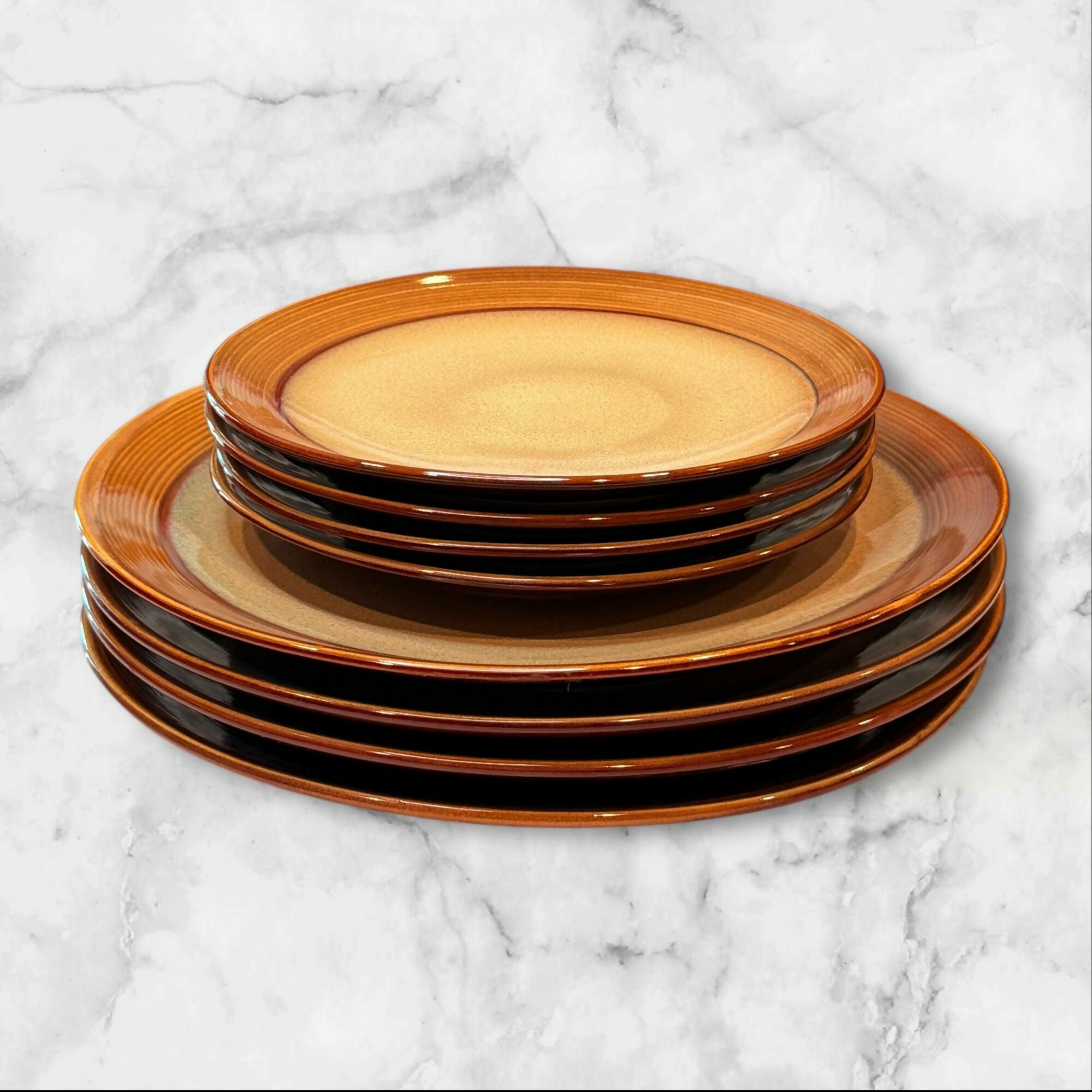 Sango Roma Caramel Dinner & Salad Plates | Set of 8 | Excellent Condition