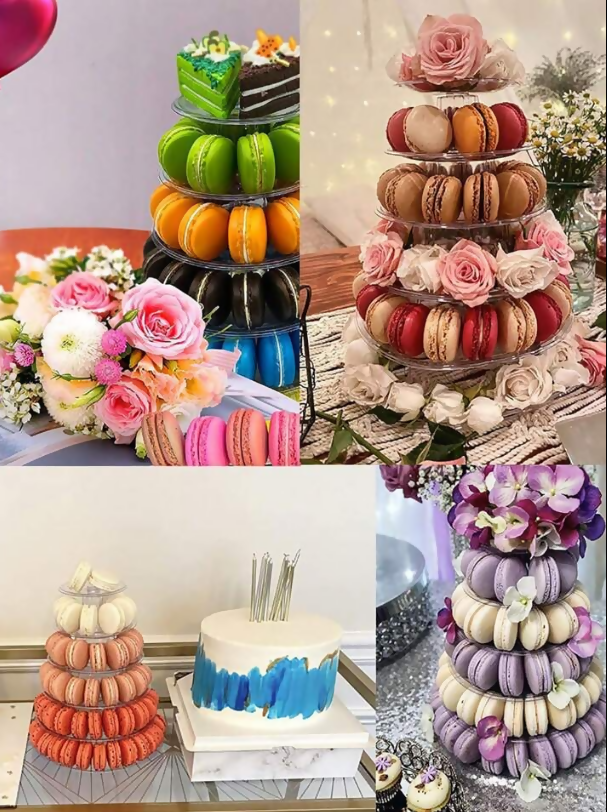 Anygleam Macarons Tower Stand Clear 4 Layer Display Cake Decorating Pastry Tools